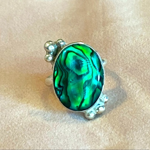 Sterling Silver and Abalone Shell Ring - HANDMADE! - Picture 1 of 6